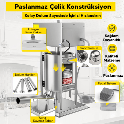 15 Litre Elektrikli Sucuk Sosis Dolum Makinası - 6